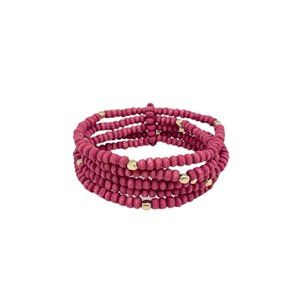 NWT Fushia Multi-Strand Wood Bracelet